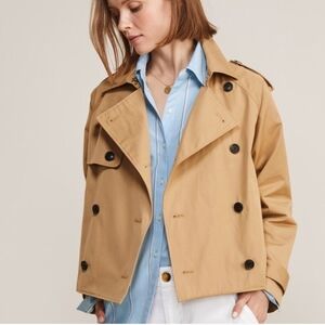 Vineyard Vines Tan Cropped Double-Breasted Trench Jacket